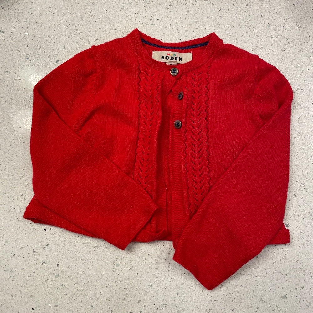 Mini Boden red cardigan 3-4 Yr